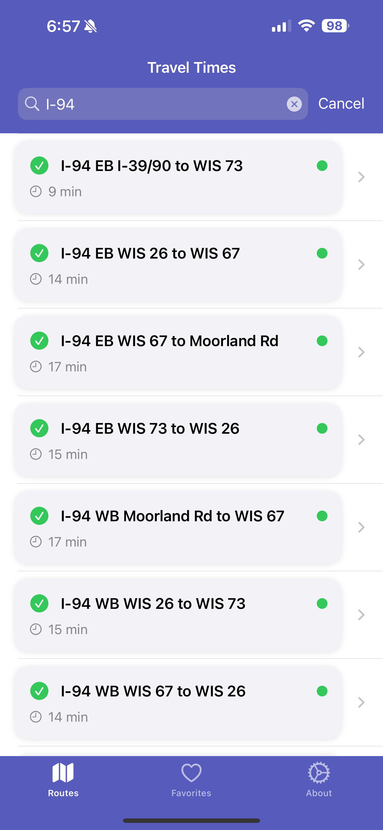 Travel Times Milwaukee - Route Details