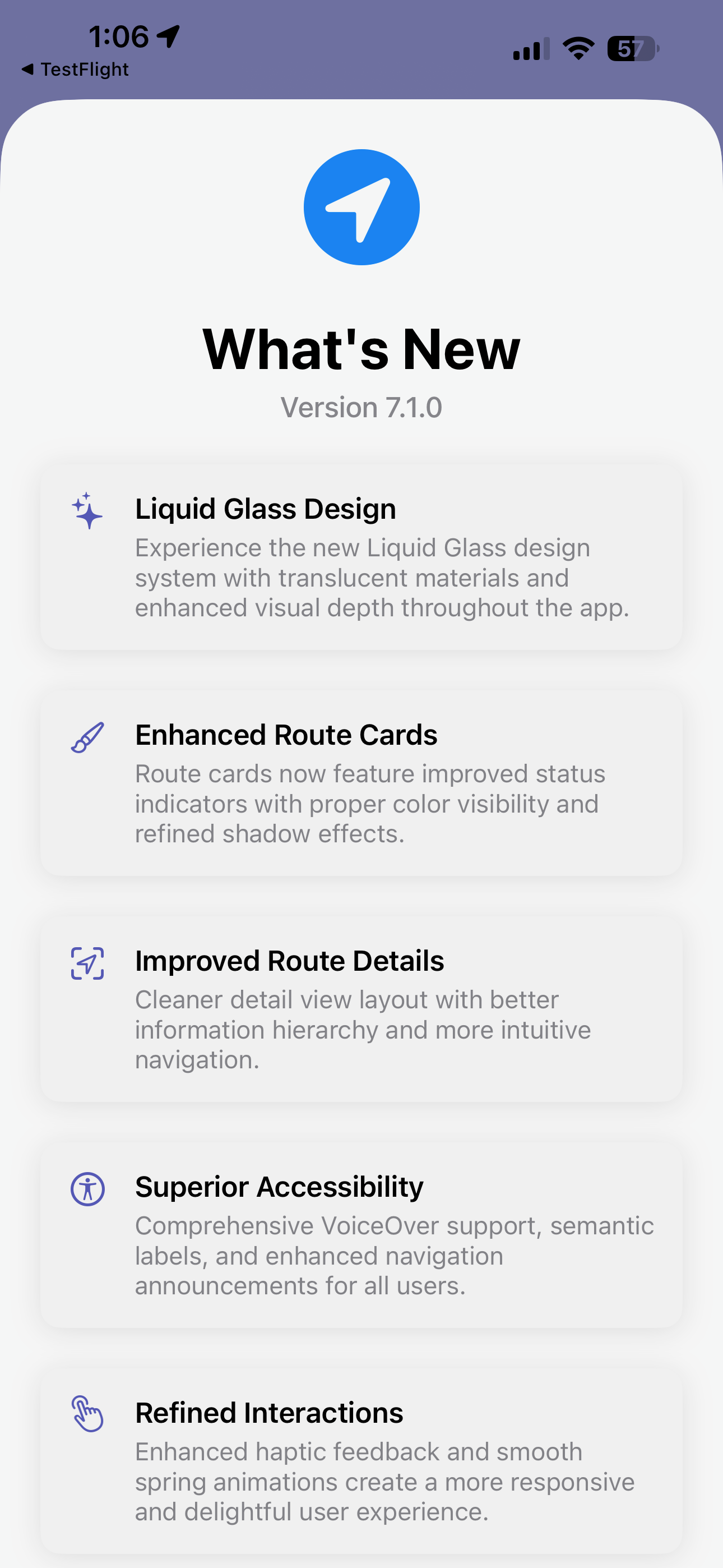 Main route overview screen
