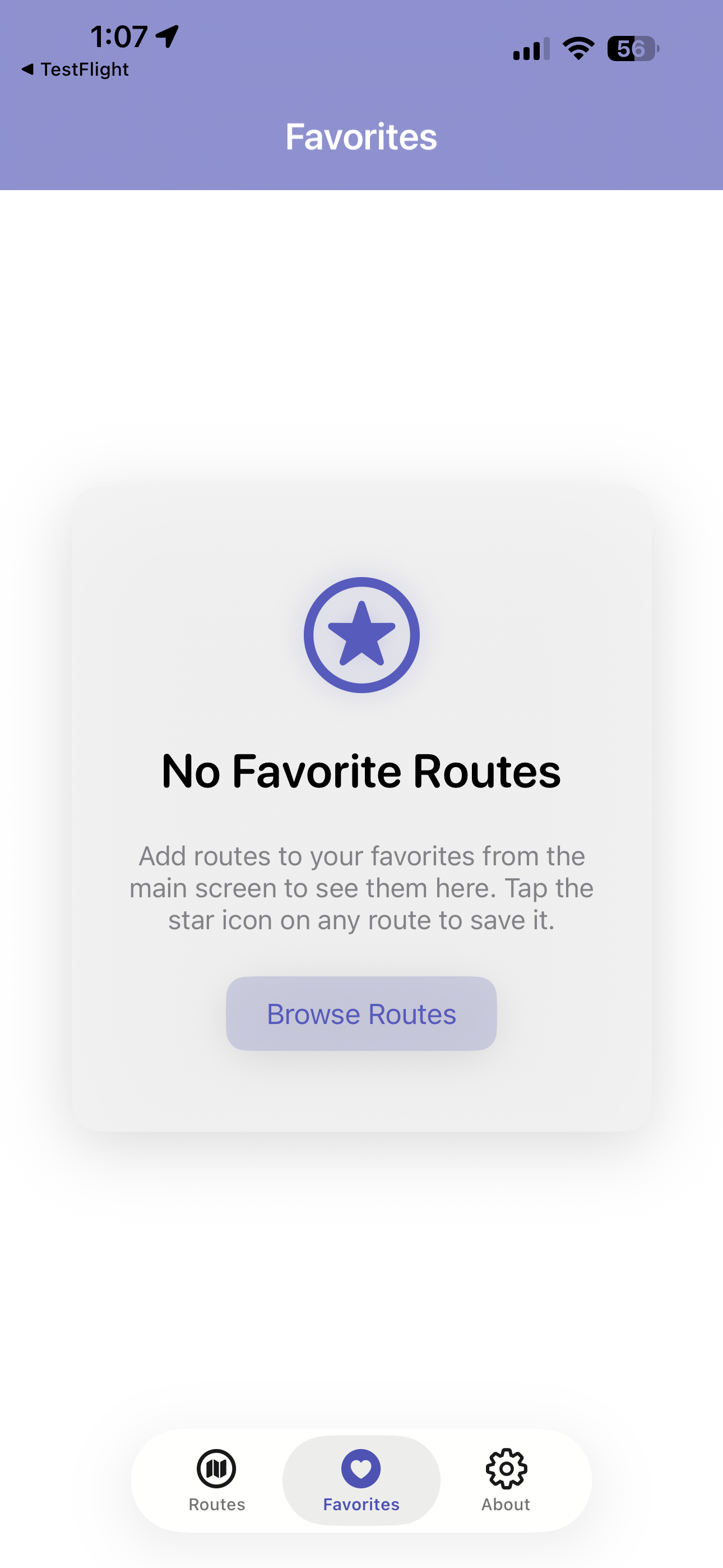 Traffic and construction status screen